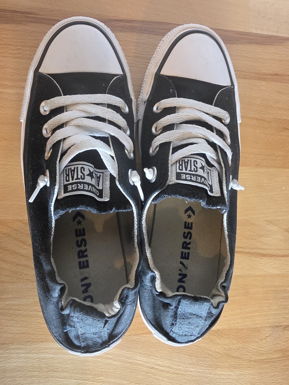 Converse All Star Shoreline Slip On Black White Sneakers Women 7.5 Elastic Heel